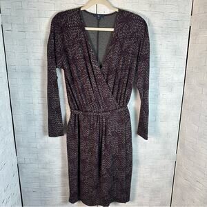 Gap long-sleeve v-neck dress gray and purple wrap dress‎ style knit feminine